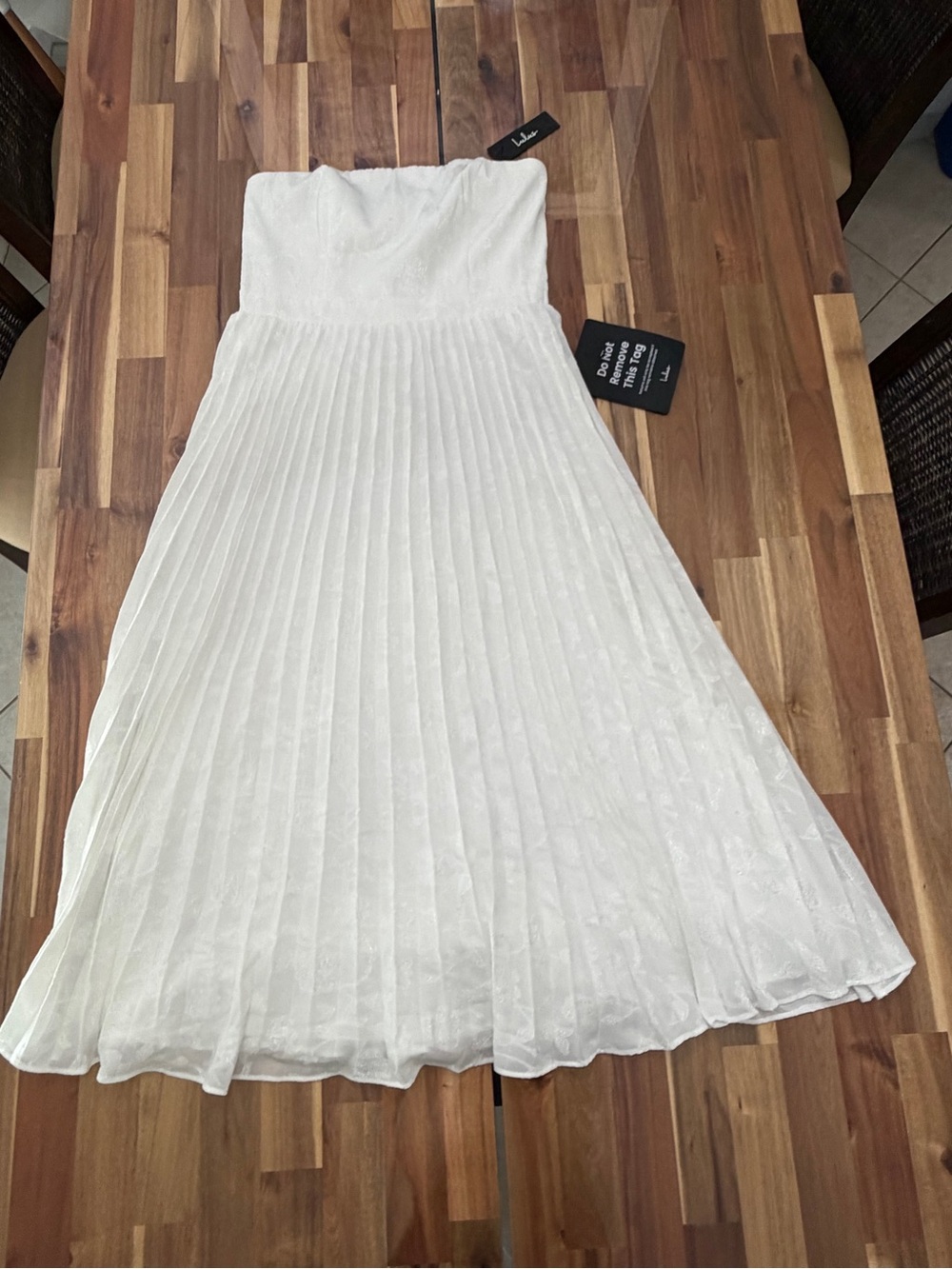 NWT Perfectly Stunning Ivory Jacquard Strapless Midi Dress Size Large White - Picture 5 of 13